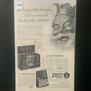 Vintage 1949 Zenith Trans Oceanic The Royalty of Radio Ad Advertisement